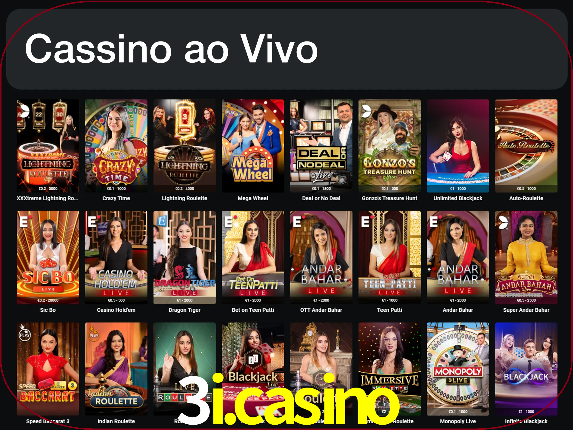 Jogue jogos de cassino com um verdadeiro dealer.